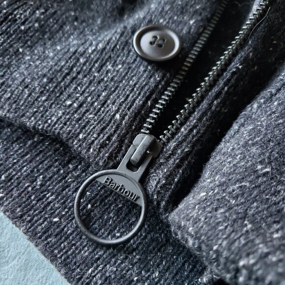Barbour Men's Full Zip Wool Blend Sweater (Charcoal, S) - NWOT - Picture 6 of 12